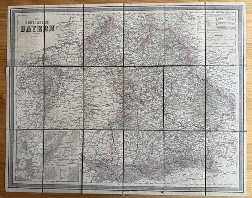Alte landkarte bayern 1863 auf - alte,