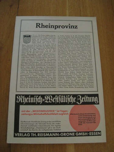 Alte landkarte rheinprovinz - alte,